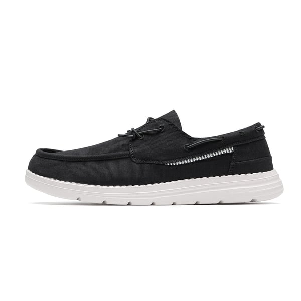 Men's Casual Slip-On Canvas Loafers - BLACK - 2